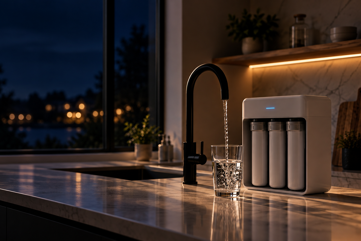 Cuisine moderne avec système de filtration d'eau